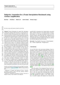 Subjective Annotation for a Frame Interpolation Benchmark using Artefact
  Amplification