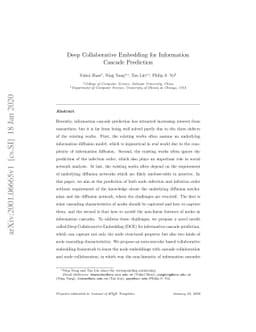 Deep Collaborative Embedding for information cascade prediction