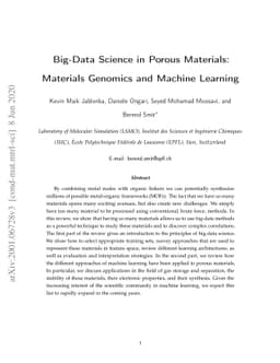 Big-Data Science in Porous Materials: Materials Genomics and Machine
  Learning