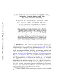 Sharp Rate of Convergence for Deep Neural Network Classifiers under the
  Teacher-Student Setting