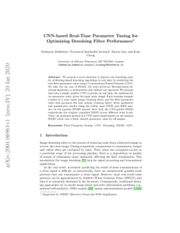 CNN-Based Real-Time Parameter Tuning for Optimizing Denoising Filter
  Performance