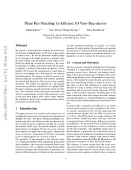 Plane Pair Matching for Efficient 3D View Registration
