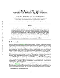 Model Reuse with Reduced Kernel Mean Embedding Specification