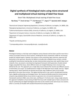 Digital synthesis of histological stains using micro-structured and
  multiplexed virtual staining of label-free tissue