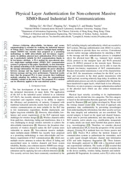 Physical Layer Authentication for Non-coherent Massive SIMO-Based
  Industrial IoT Communications