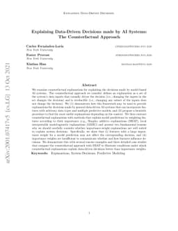Explaining Data-Driven Decisions made by AI Systems: The Counterfactual
  Approach