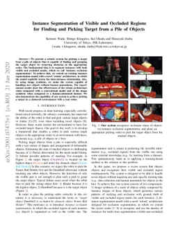 Instance Segmentation of Visible and Occluded Regions for Finding and
  Picking Target from a Pile of Objects