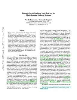 Domain-Aware Dialogue State Tracker for Multi-Domain Dialogue Systems