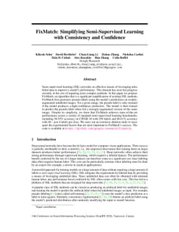 FixMatch: Simplifying Semi-Supervised Learning with Consistency and
  Confidence