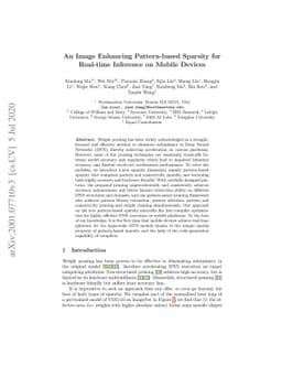 An Image Enhancing Pattern-based Sparsity for Real-time Inference on
  Mobile Devices