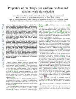Properties of the Tangle for Uniform Random and Random Walk Tip
  Selection