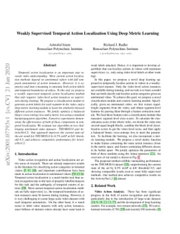 Weakly Supervised Temporal Action Localization Using Deep Metric
  Learning