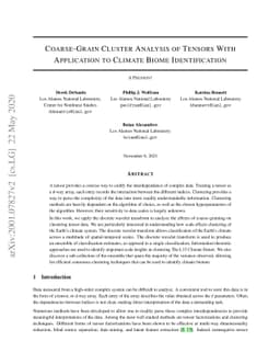 Coarse-Grain Cluster Analysis of Tensors with Application to Climate
  Biome Identification