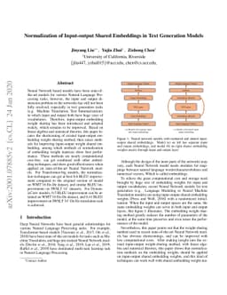Normalization of Input-output Shared Embeddings in Text Generation
  Models
