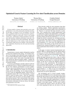 Optimized Generic Feature Learning for Few-shot Classification across
  Domains