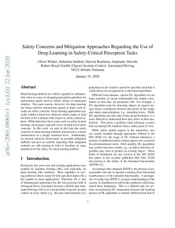 Safety Concerns and Mitigation Approaches Regarding the Use of Deep
  Learning in Safety-Critical Perception Tasks