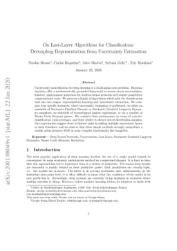 On Last-Layer Algorithms for Classification: Decoupling Representation
  from Uncertainty Estimation