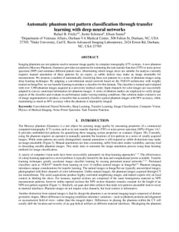 Automatic phantom test pattern classification through transfer learning
  with deep neural networks