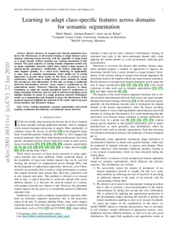 Learning to adapt class-specific features across domains for semantic
  segmentation