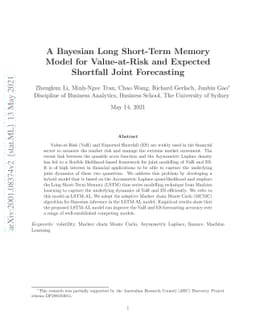 A Bayesian Long Short-Term Memory Model for Value at Risk and Expected
  Shortfall Joint Forecasting