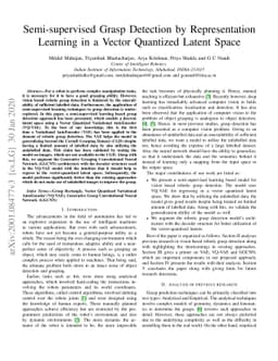 Semi-supervised Grasp Detection by Representation Learning in a Vector
  Quantized Latent Space