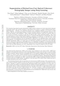 Segmentation of Retinal Low-Cost Optical Coherence Tomography Images
  using Deep Learning