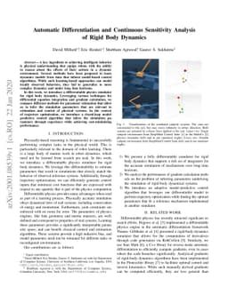 Automatic Differentiation and Continuous Sensitivity Analysis of Rigid
  Body Dynamics