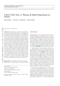 I Feel I Feel You: A Theory of Mind Experiment in Games