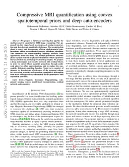 Compressive MRI quantification using convex spatiotemporal priors and
  deep auto-encoders