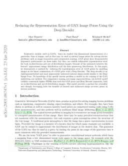 Reducing the Representation Error of GAN Image Priors Using the Deep
  Decoder