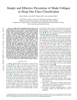 Simple and Effective Prevention of Mode Collapse in Deep One-Class
  Classification
