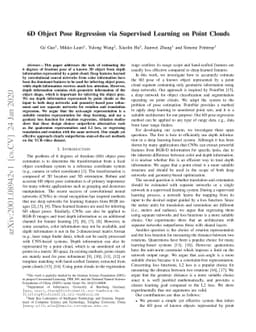 6D Object Pose Regression via Supervised Learning on Point Clouds
