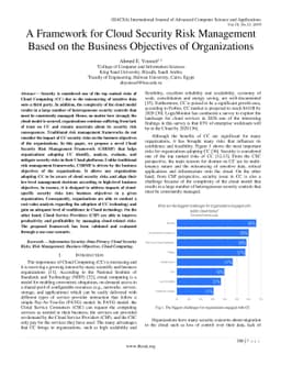 A Framework for Cloud Security Risk Management Based on the Business
  Objectives of Organizations