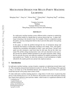 Mechanism Design for Multi-Party Machine Learning