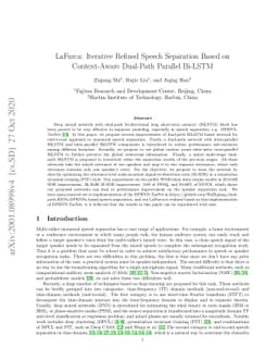 LaFurca: Iterative Refined Speech Separation Based on Context-Aware
  Dual-Path Parallel Bi-LSTM