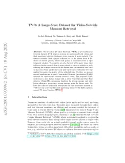 TVR: A Large-Scale Dataset for Video-Subtitle Moment Retrieval