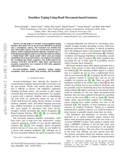 Touchless Typing Using Head Movement-based Gestures