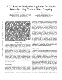 A 3D Reactive Navigation Algorithm for Mobile Robots by Using
  Tentacle-Based Sampling