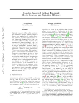 Gaussian-Smooth Optimal Transport: Metric Structure and Statistical
  Efficiency
