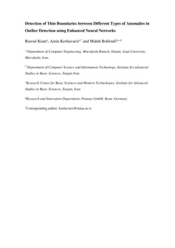 Detection of Thin Boundaries between Different Types of Anomalies in
  Outlier Detection using Enhanced Neural Networks