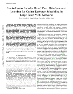 Stacked Auto Encoder Based Deep Reinforcement Learning for Online
  Resource Scheduling in Large-Scale MEC Networks