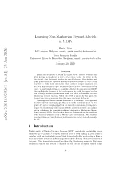 Learning Non-Markovian Reward Models in MDPs