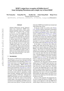 BERT's output layer recognizes all hidden layers? Some Intriguing
  Phenomena and a simple way to boost BERT