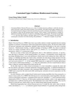 Constrained Upper Confidence Reinforcement Learning