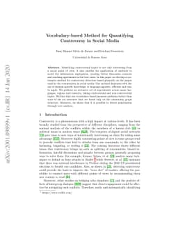 Vocabulary-based Method for Quantifying Controversy in Social Media