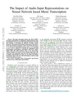 The impact of Audio input representations on neural network based music
  transcription