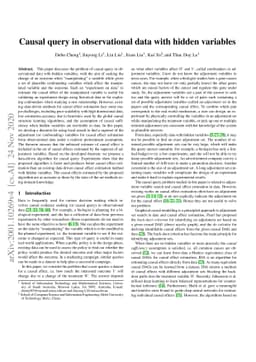 Causal query in observational data with hidden variables