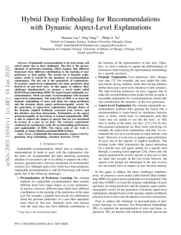 Hybrid Deep Embedding for Recommendations with Dynamic Aspect-Level
  Explanations