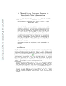 A Class of Linear Programs Solvable by Coordinate-Wise Minimization