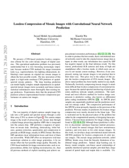 Lossless Compression of Mosaic Images with Convolutional Neural Network
  Prediction